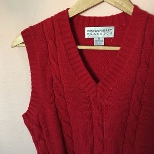 Vintage fisherman knit red v-neck sweater vest